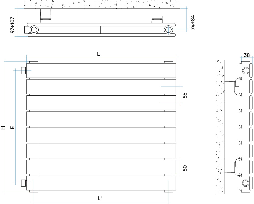 Radiateur Piano Horizontal Simple, PI112201001A482H 770W H 568 mm Simple  IRSAP